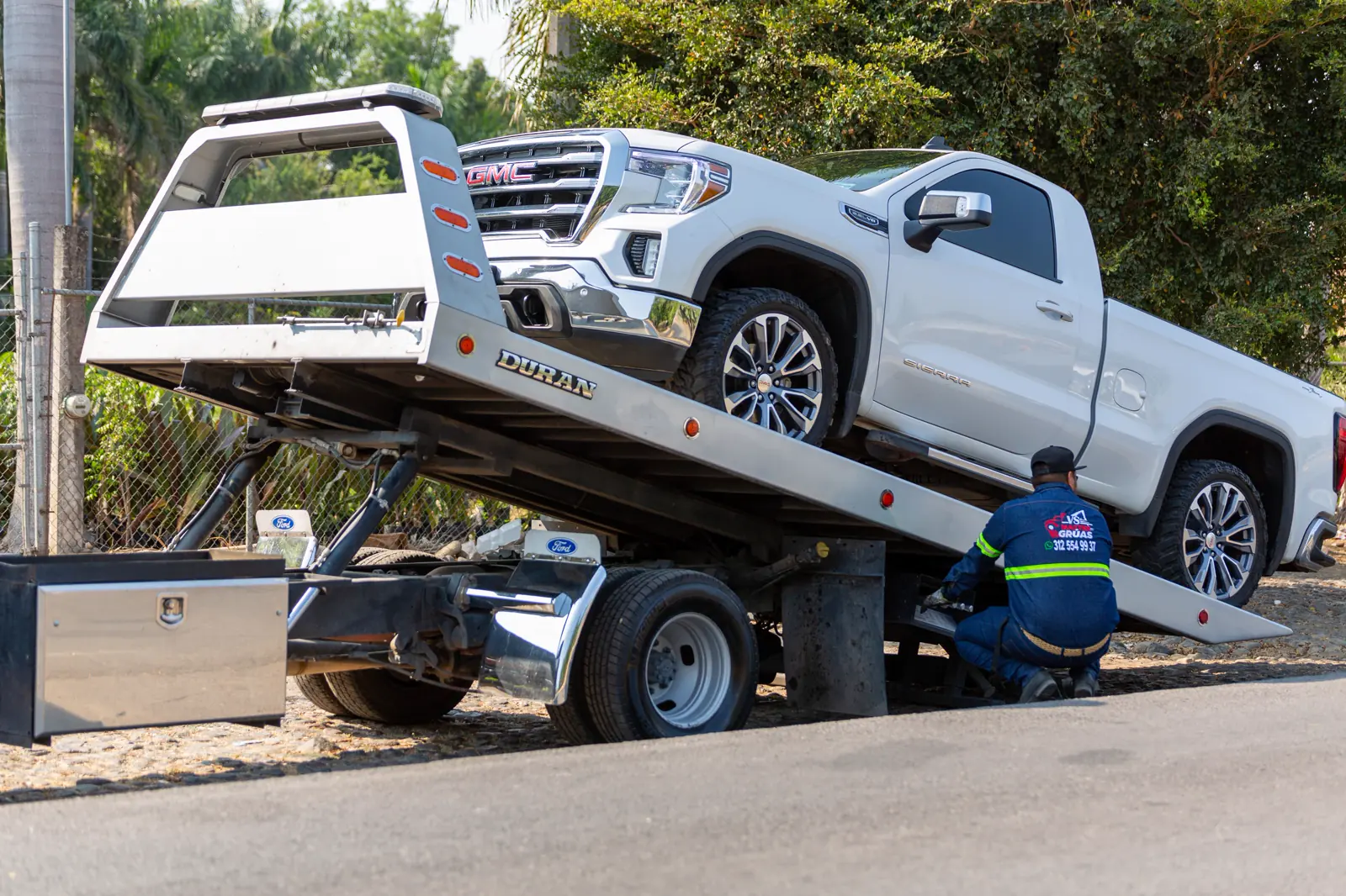 Loaded and secured on the flatbed